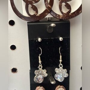 Silver Paw Crystal Drop Earrings - Charming Animal Lover Jewelry